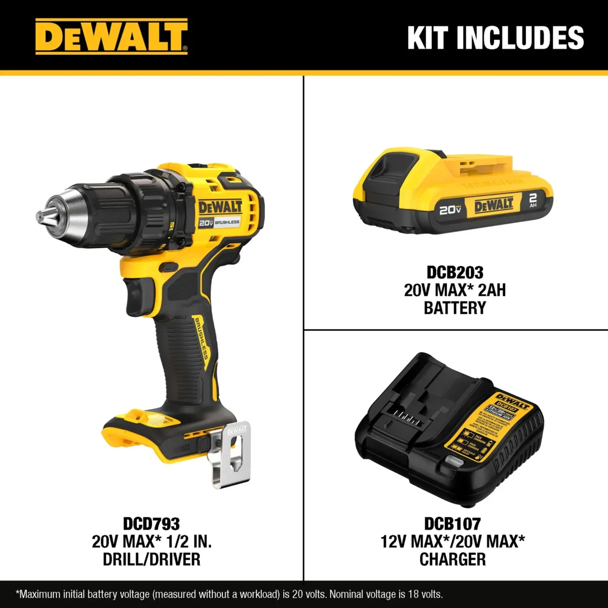 Taladro Atornillador Inalámbrico DeWalt DCD793D1 20V MAX + Batería 2Ah y Cargador - Image 3