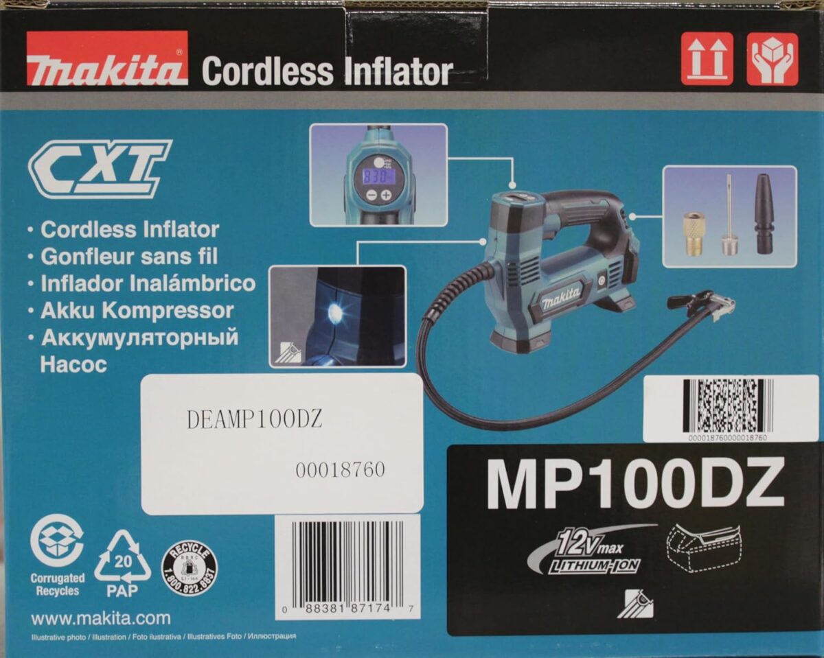 Inflador Compresor Inalámbrico Makita MP100DZ 12V CXT (Sin Batería ni Cargador) - Image 3