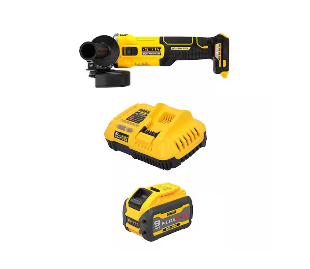 Esmeriladora Angular Inalámbrica DeWalt DCG407B 20V MAX XR Brushless + Batería 9Ah y Cargador
