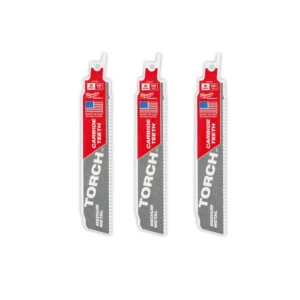 3 Navajas SAWZALL Milwaukee THE TORCH Carbide 6 Pulg. 10 TPI 48-00-5351