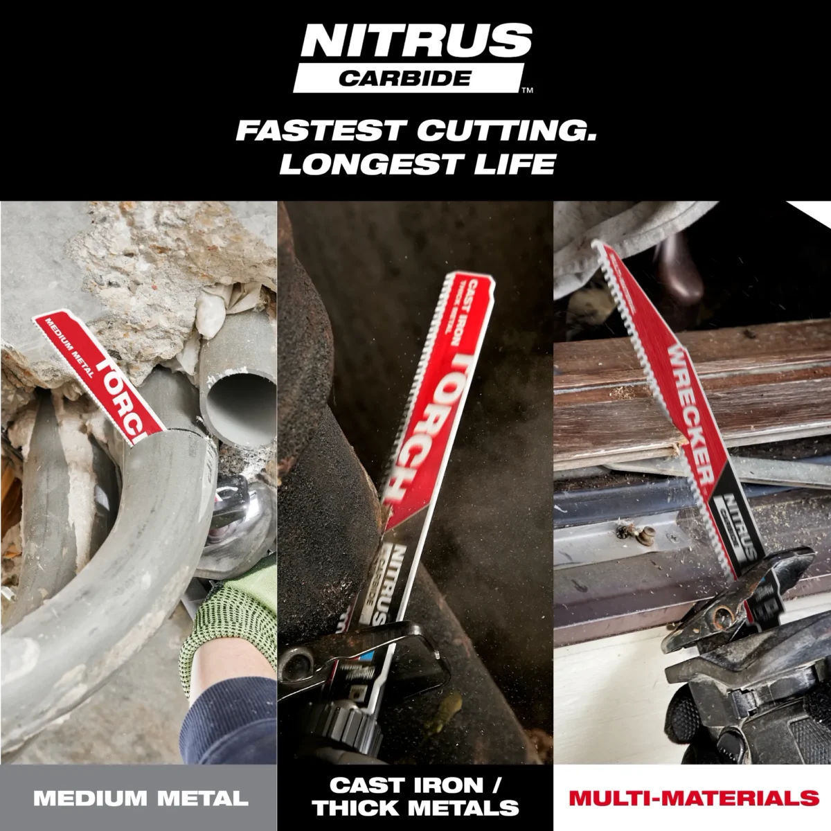 Navaja SAWZALL Milwaukee THE TORCH NITRUS Carbide 6 Pulg. 10 TPI 48-00-6251 - Imagen 5